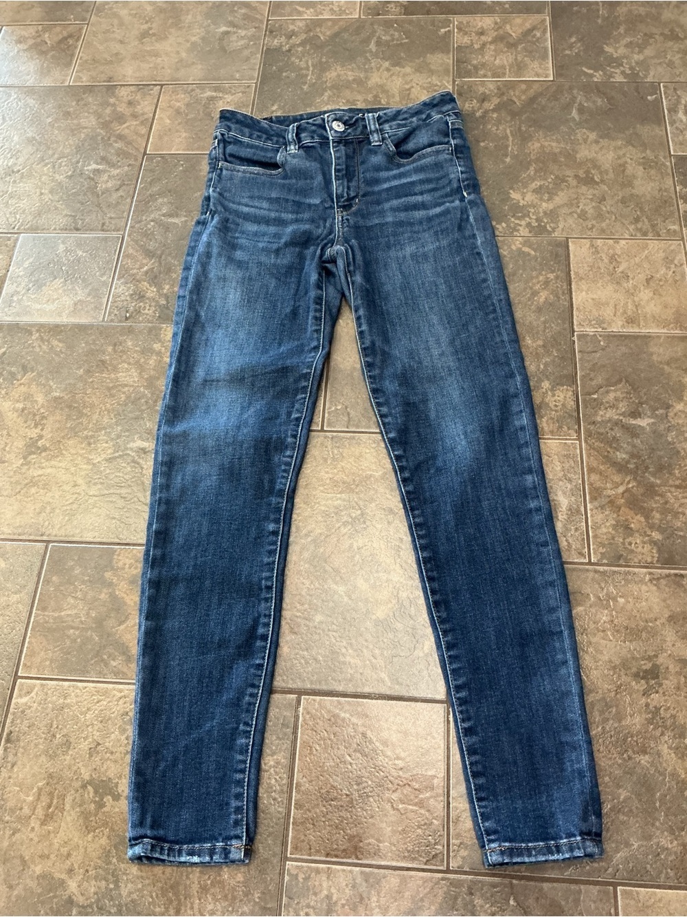 Dark Blue Women's Long Stretch Slim High rise jetting Jeans